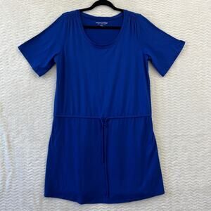 Soft Surroundings Blue Short Sleeve Casual Lounge Mini Shirt Dress Womens Medium